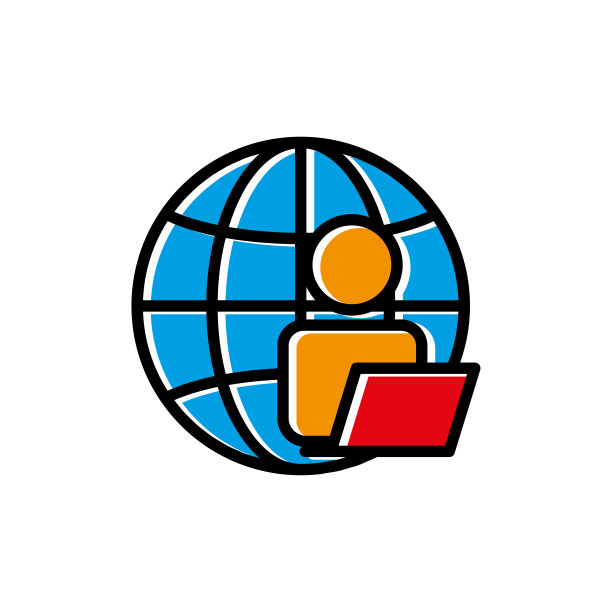 人们线性的颜色图标和笔记本电脑与地球。在线业务的象征。简单的插图移动概念应用程序线图标和网页设计。可编辑的中风。设计模板向量图片下载