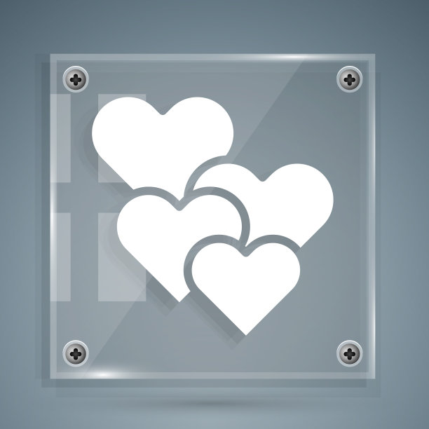 白色的心图标孤立在灰色背景上图片下载