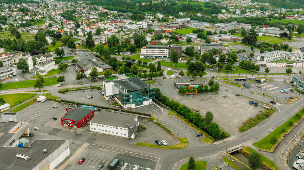 挪威奥斯塔市中心区的鸟瞰图图片下载