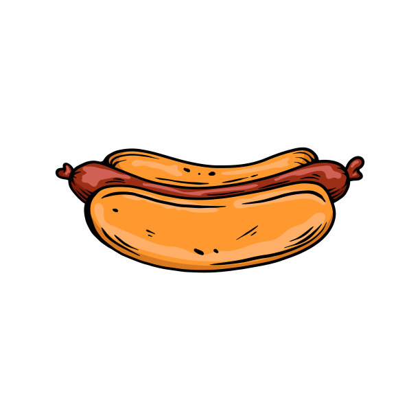 香肠热狗的插图。快餐。设计元素为海报，菜单，横幅，标志。矢量图图片下载
