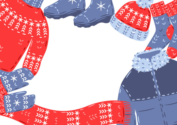 背景是暖和的冬装。广告和市场营销插图。图片下载