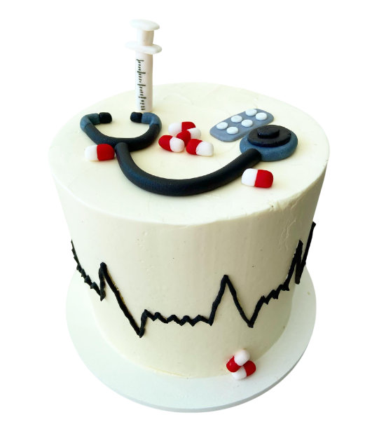 为医护人员准备的生日或毕业蛋糕图片下载