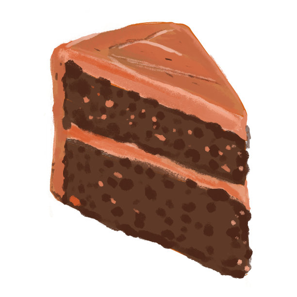 巧克力蛋糕。水彩手绘插图。隔离在白色背景。图片下载