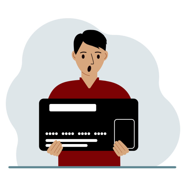 一个男人手里拿着一张大信用卡。图片下载