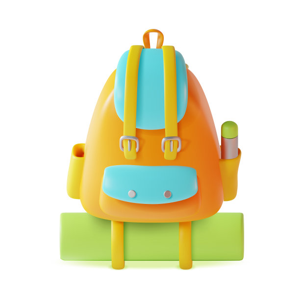 3d旅行背包露营橡皮泥卡通风格。向量图片下载