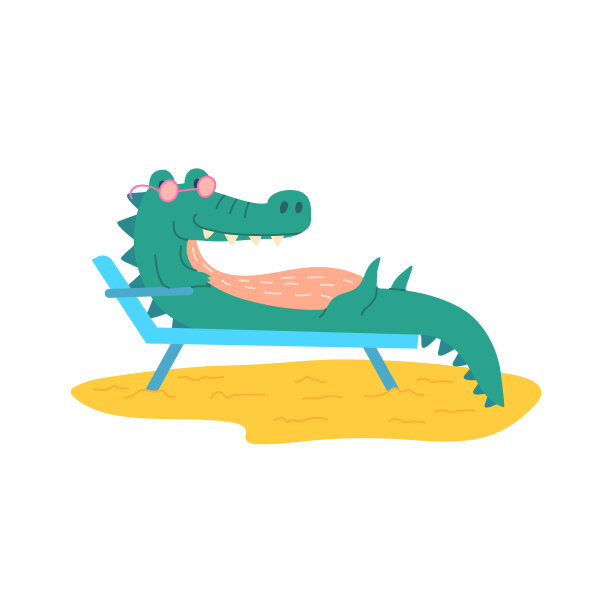 卡通色彩人物吉祥物可爱的鳄鱼。向量图片下载