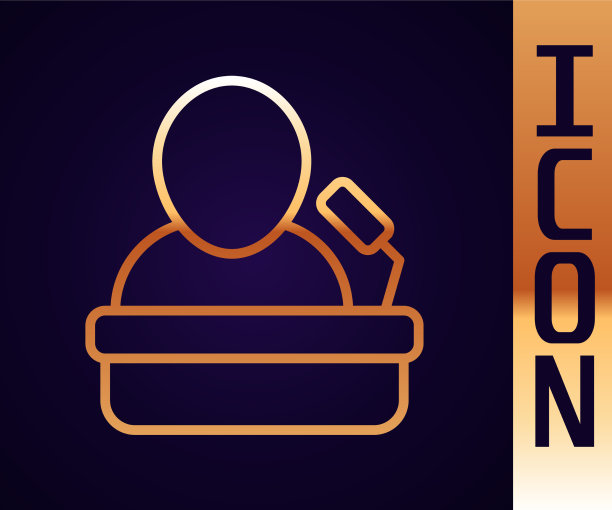 金色线扬声器图标隔离在黑色图片下载