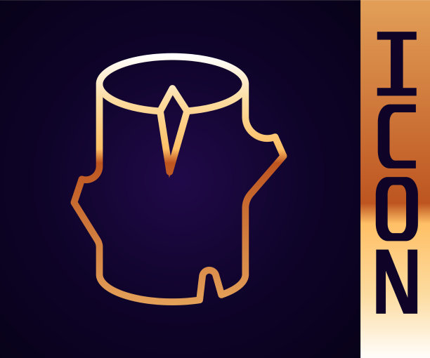 金线木制原木图标孤立在黑色图片下载