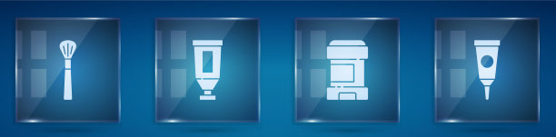 设置化妆刷、乳霜或乳液化妆管图片下载