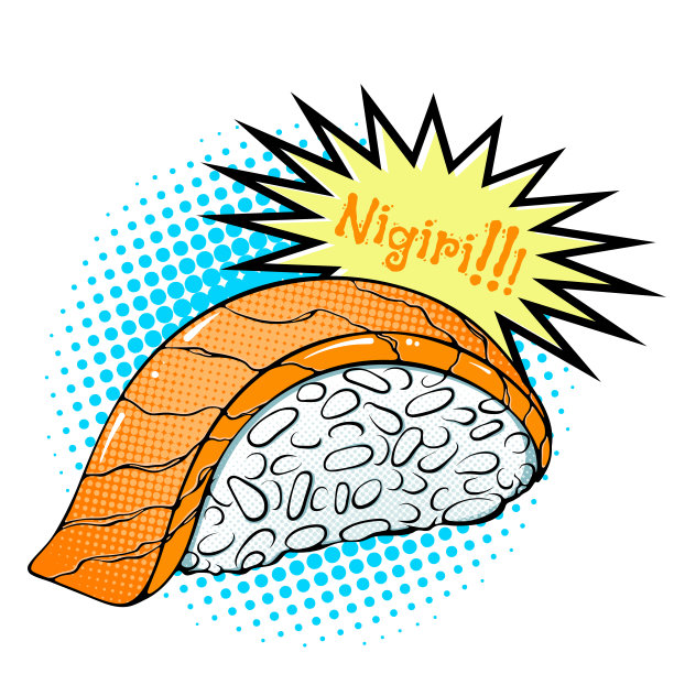 握寿司波普艺术贴纸图片下载