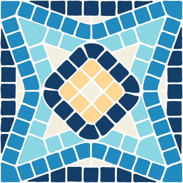 古代马赛克瓷砖图案。装饰古色古香的石头装饰品。图片下载