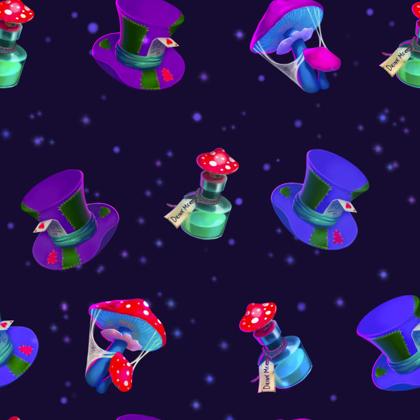 数字插图：爱丽丝梦游仙境场景图片下载