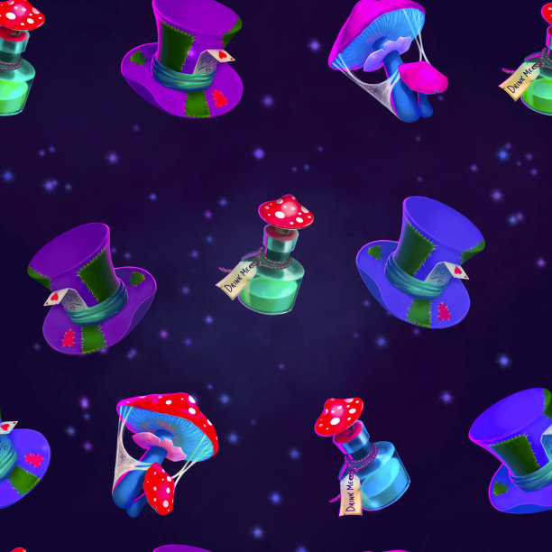 数字插图：爱丽丝梦游仙境场景图片下载