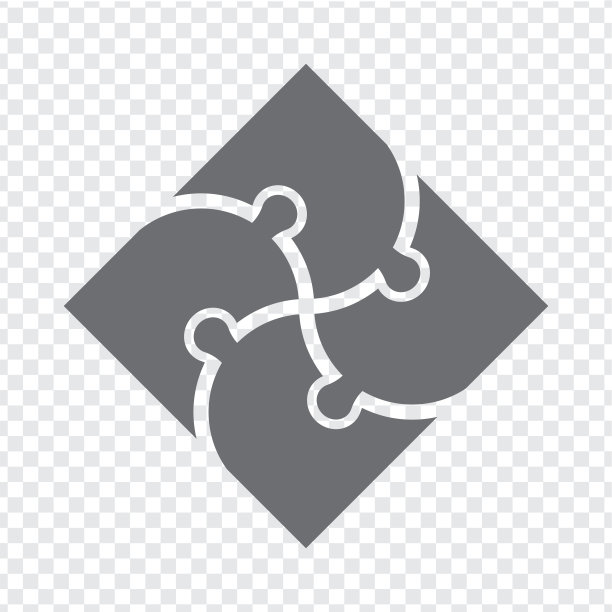 灰色的图标方块谜题。简单的图标方块谜题的四个元素透明的背景为您的网站设计，应用程序，用户界面。EPS10。图片下载