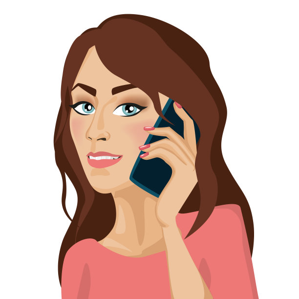 电话上的女人的插图-孤立在白色背景上图片下载
