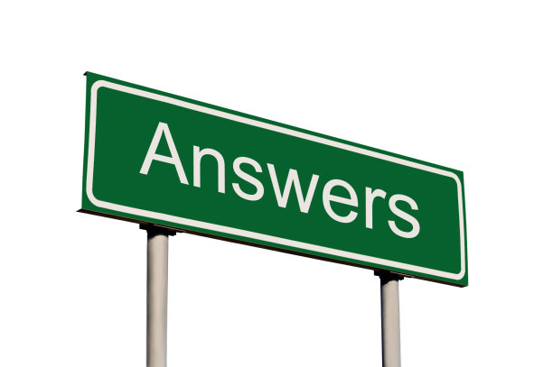 寻找答案隐喻动机概念，孤立的文字通知，绿色路标，白色框架，大细节水平特写，路边招牌招牌，灰色柱子，递减视角图片下载