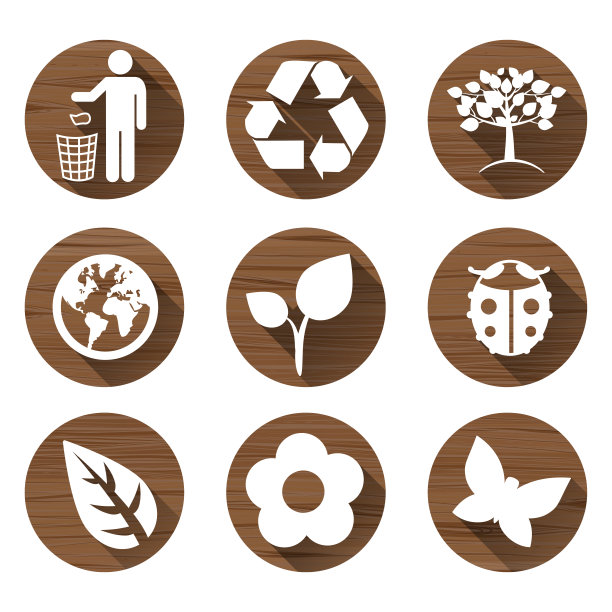 白色背景上孤立的自然木质图标图片下载