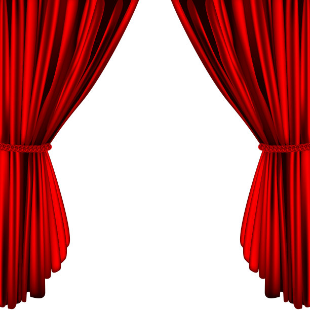 红色的窗帘孤立在白色的背景-设计元素横幅图片下载