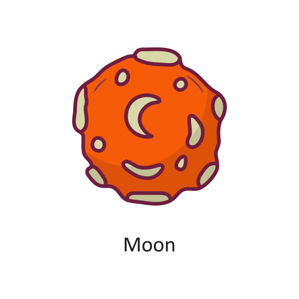 月亮矢量填充轮廓图标设计插图。白色背景上的空间符号EPS 10文件图片下载