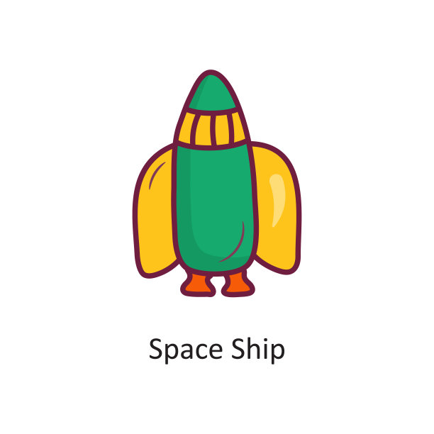 太空飞船矢量填充轮廓图标设计插图。白色背景上的空间符号EPS 10文件图片下载