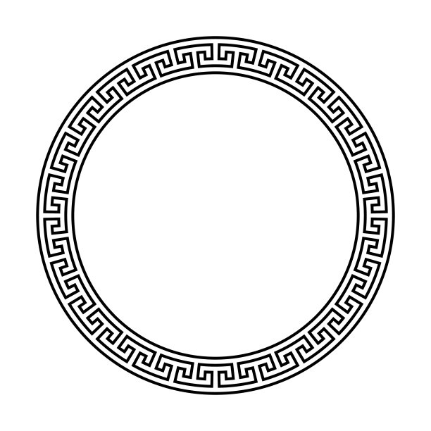希腊饰品圈框。曲流圆模式。古希腊烦恼边境。几何meandros图案。向量装饰图片下载