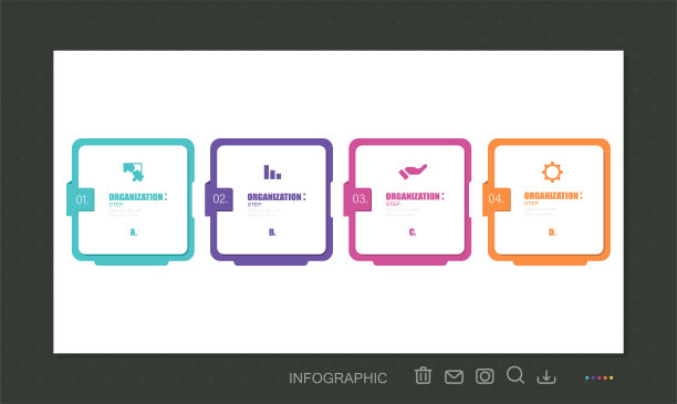 业务信息图模板。时间轴有4个步骤，选项。可用于工作流图，信息图，网页设计。矢量插图。图片下载