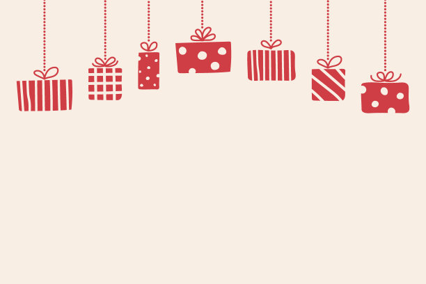 圣诞背景与悬挂的礼品盒和拷贝空间。向量图片下载