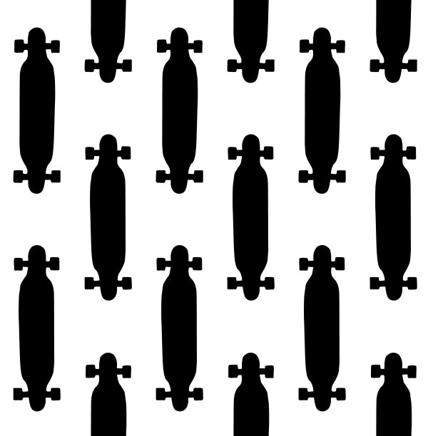 矢量无缝模式长板滑板剪影图片下载