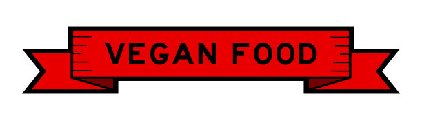 古色古香的红色缎带横幅与字纯素食品在白色背景图片下载