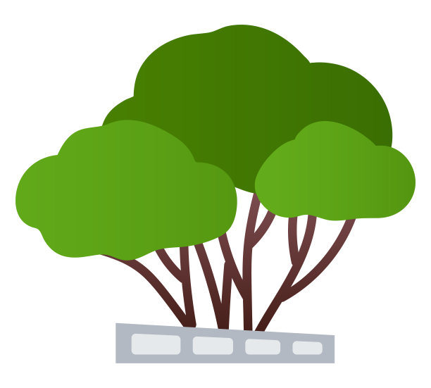 公园中的绿色灌木——现代平面设计风格的单一孤立形象图片下载