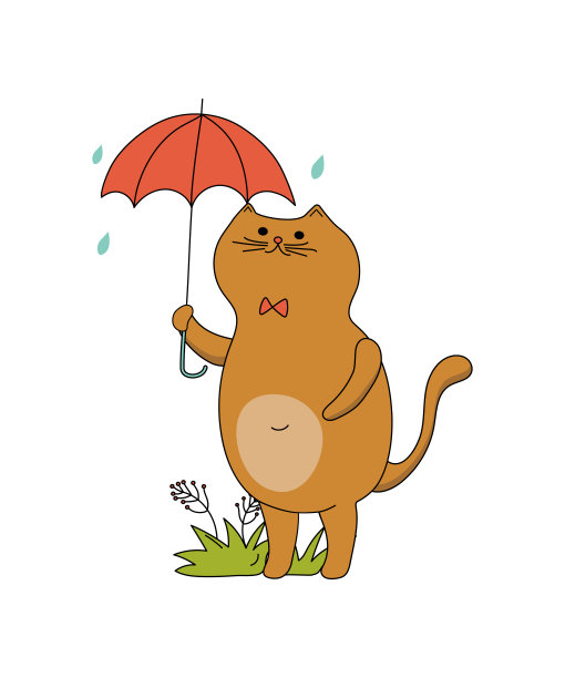 带伞的猫。1图片下载