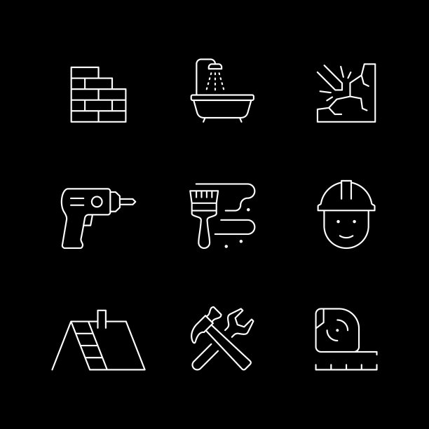 设置房屋修理线图标图片下载