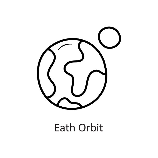 地球轨道矢量轮廓图标设计插图。白色背景上的空间符号EPS 10文件图片下载