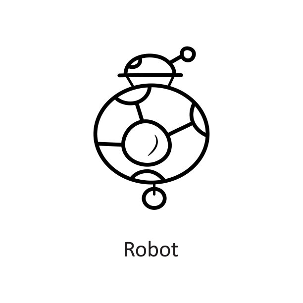 机器人矢量轮廓图标设计插图。白色背景上的空间符号EPS 10文件图片下载