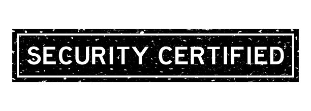 垃圾黑色安全认证字方形橡胶印章在白色背景图片下载