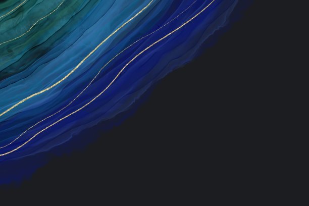 酒精墨水艺术在黑暗的背景。模板与蓝色和绿色玛瑙样图案在黑色背景。大理石图案层和金色闪光装饰。夜晚和冬天的派对概念图片下载