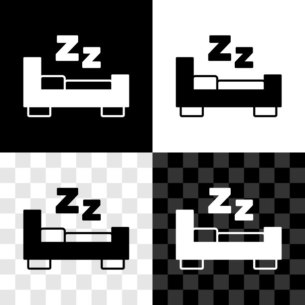 设置时间睡眠图标隔离在黑白图片下载