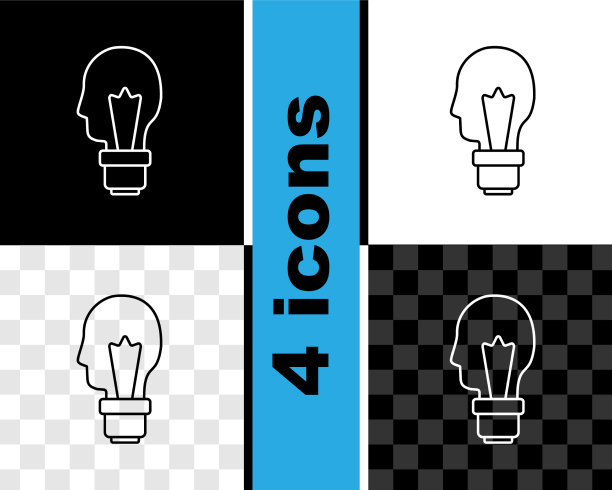 设置线灯泡与概念的想法图标图片下载