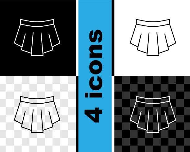 设置线裙图标隔离在黑色和白色图片下载