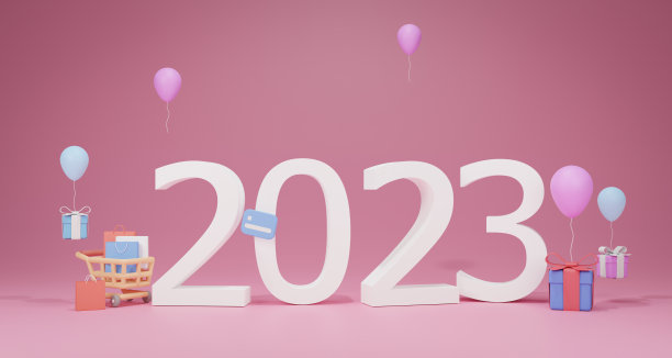 3D minimalonline shopping在智能手机上的应用服务，数字营销，网上购物的概念。3 d渲染。2023年新年。图片下载