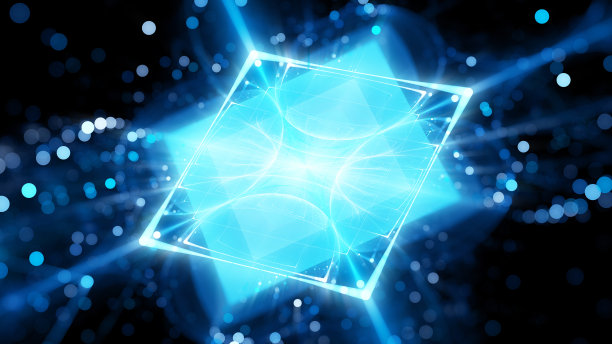 蓝色发光的未来量子处理器图片下载