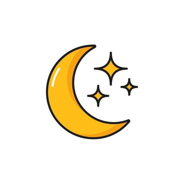 天气预报颜色轮廓图标晚上月亮图片下载