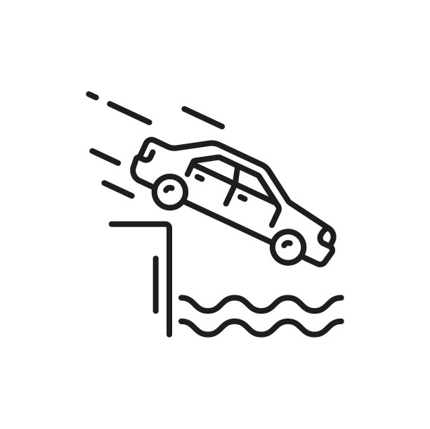 汽车碰撞事故或车辆损坏线图标图片下载