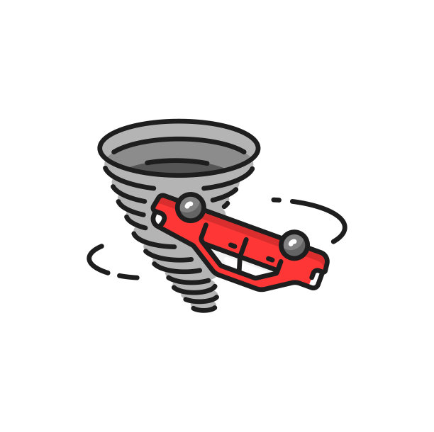 扭曲的红色汽车在龙卷风自然灾害的图标图片下载