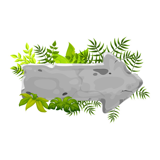 带有丛林藤本植物的卡通石箭图片下载