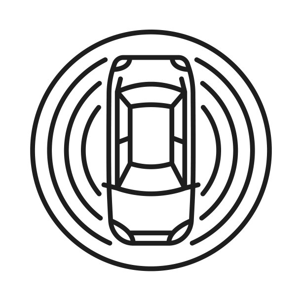 自动驾驶汽车和无人驾驶汽车线路图标图片下载