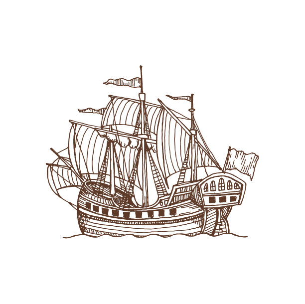 帆船旧船草图孤立的船船图标图片下载