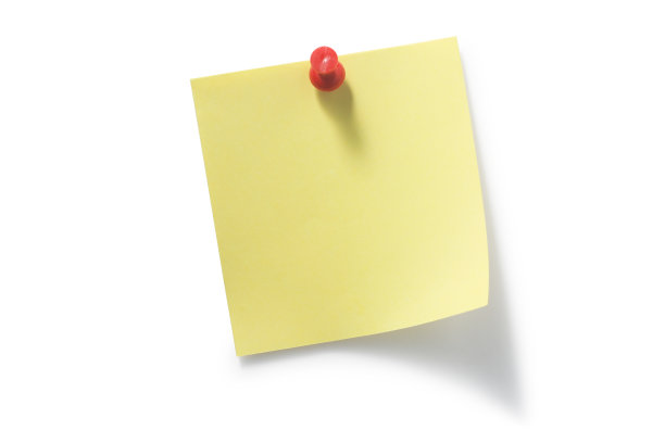 红色图钉和黄色便利贴图片下载