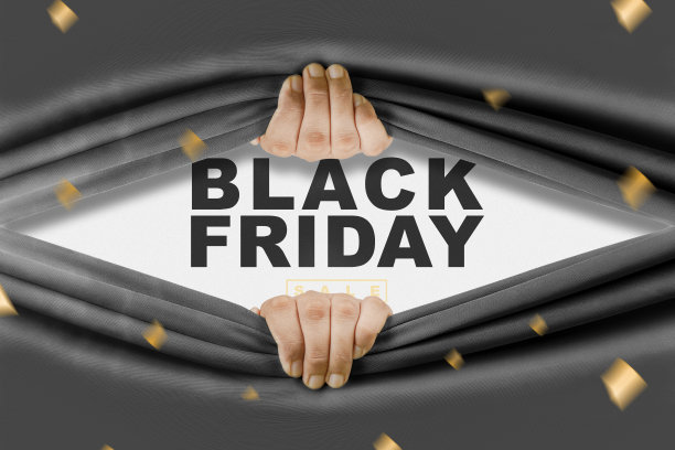 人手打开黑色窗帘黑色星期五销售文字图片下载