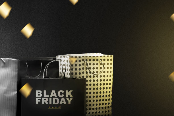 购物袋和黑色星期五的促销文本图片下载